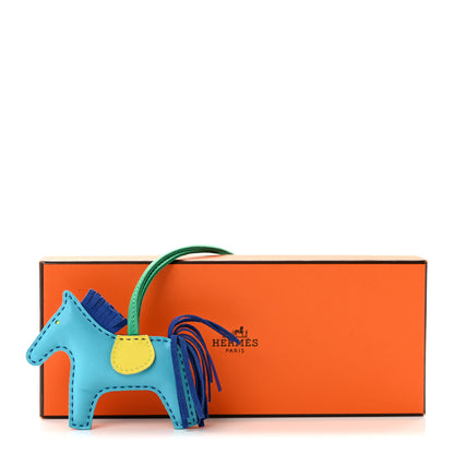 Hermes Milo Lambskin Grigri Rodeo Reversible Horse Bag Charm PM Rose Shocking Bleu Azteque Bleu Electrique Menthe Soufre Violet 4 of 4