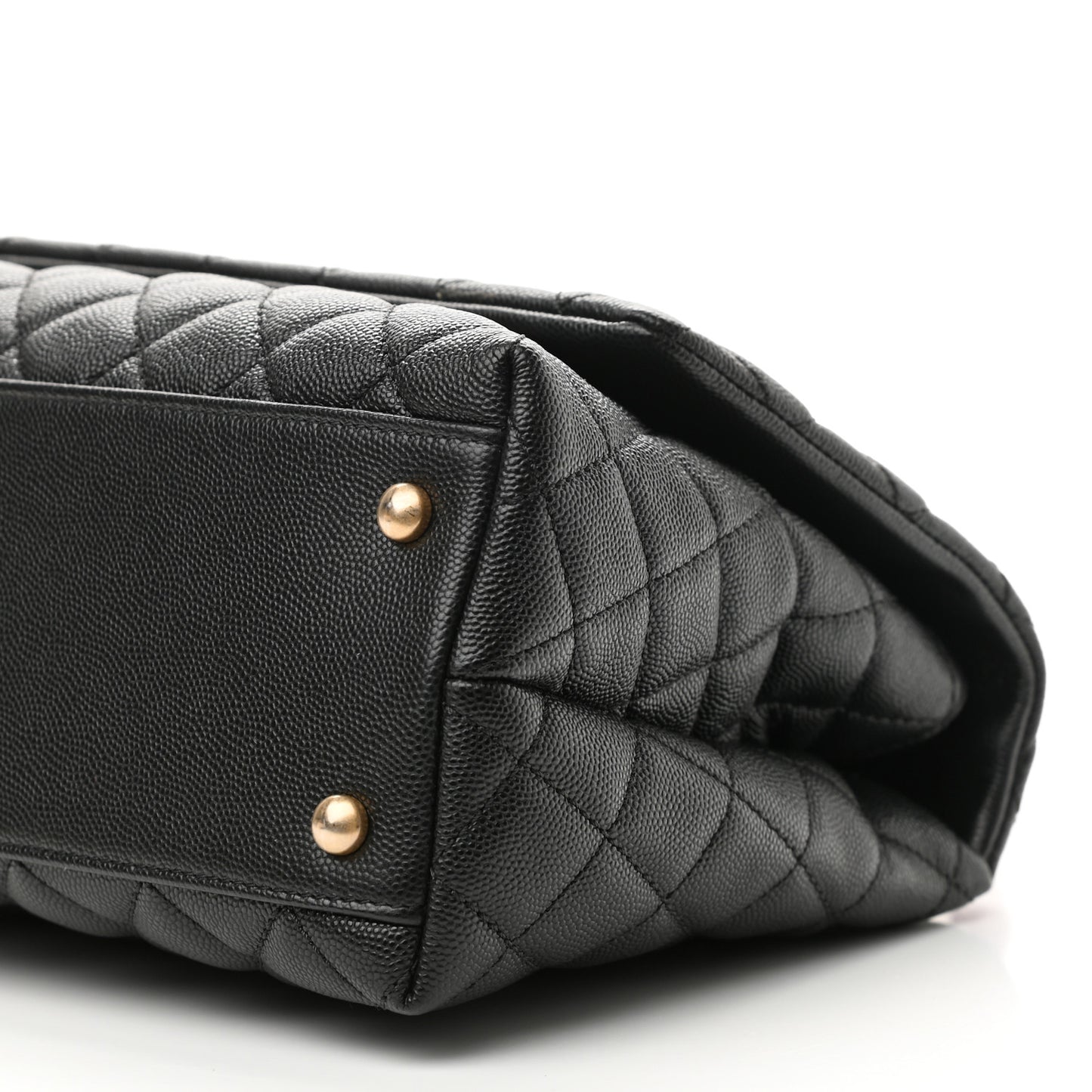 Caviar Elaphe Quilted Small Coco Handle Flap Black