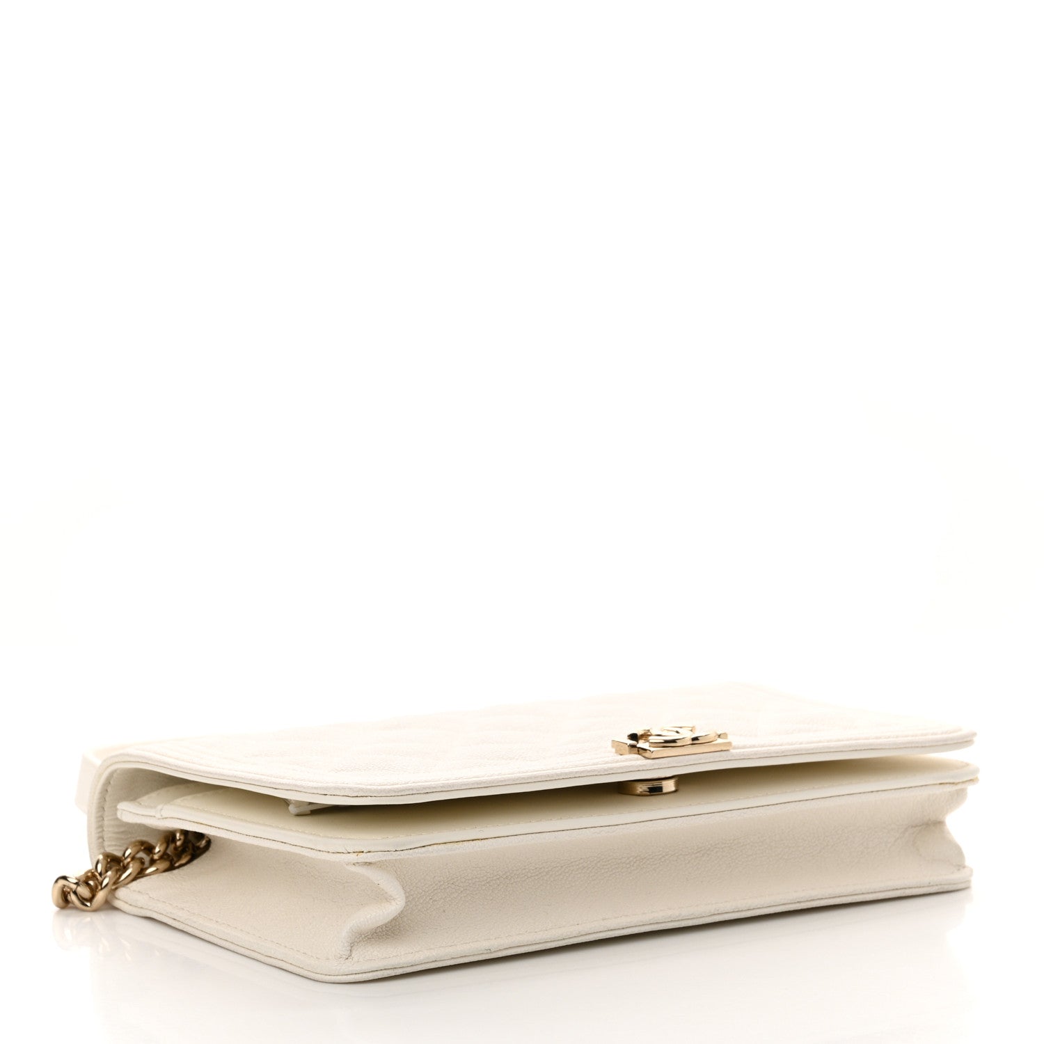 Chanel Caviar Quilted Boy Wallet On Chain WOC White 4 of 13