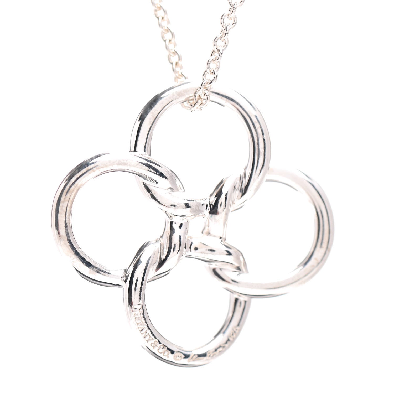 Tiffany Sterling Silver Elsa Peretti Quadrifoglio Pendant Necklace 4 of 4