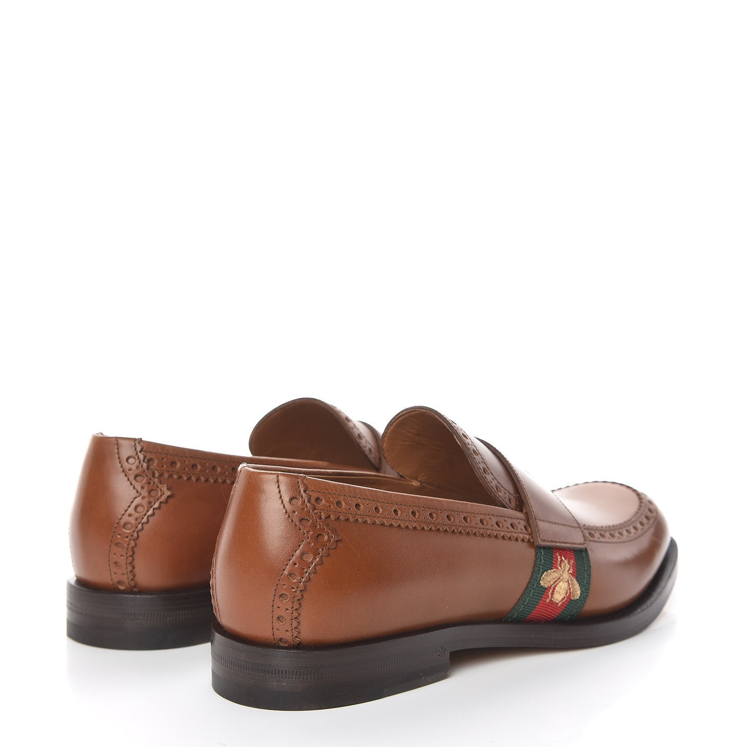 Gucci Calfskin Web Bee Mens Spirit Loafers 7.5 Cuir 4 of 9