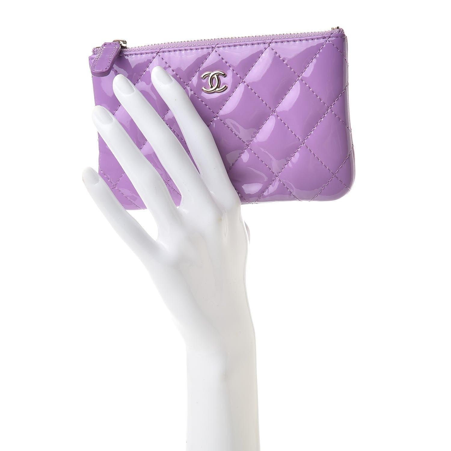 Chanel Patent Quilted Small Cosmetic Case Purple 2 of 8