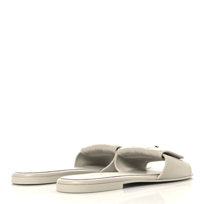 Chanel Lambskin Quilted Turnlock Flat Mules 39 Light Grey 5 of 11