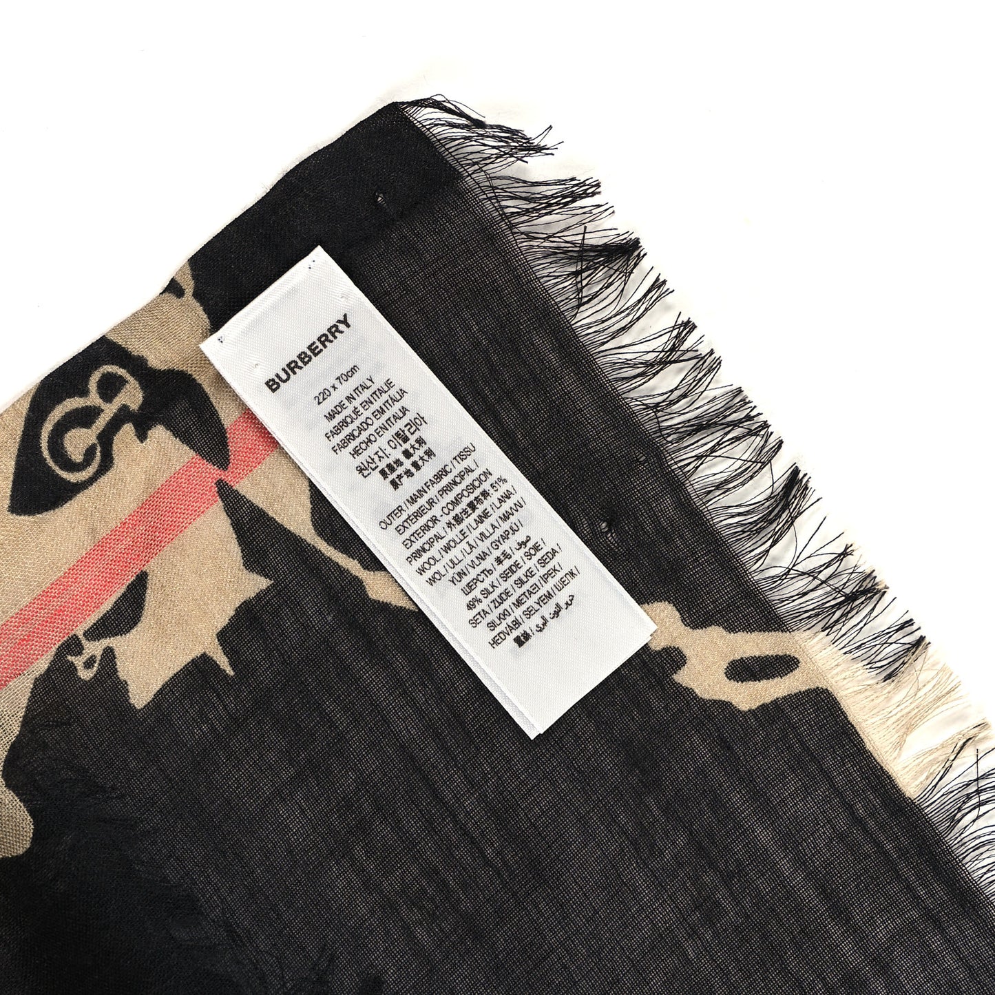 Wool Silk Gauze Giant Check EKD Scarf Archive Beige Black