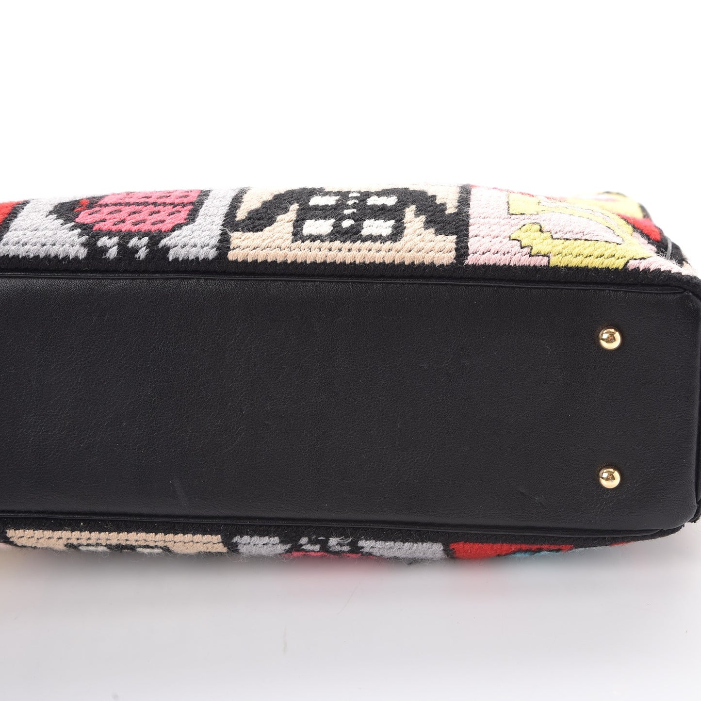 Needlepoint Precious Symbols Shoulder Bag Black