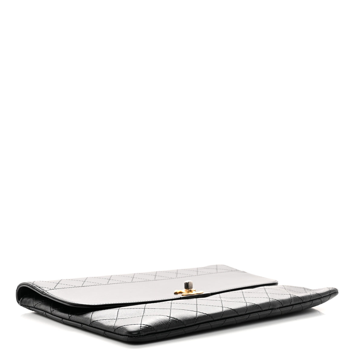 Chanel Lambskin Quilted Sleek And Chic Clutch Black Black 4 of 8