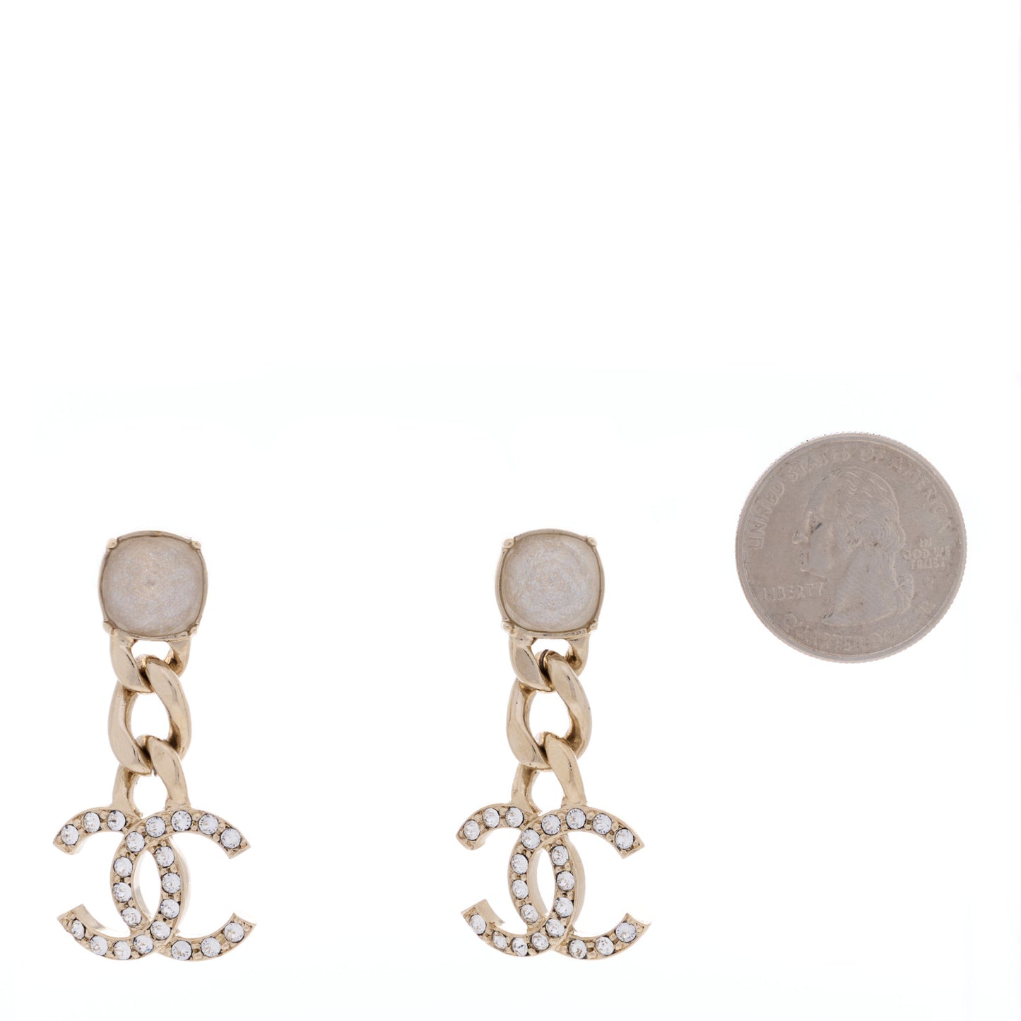 Glass Crystal CC Chain Drop Earrings Gold