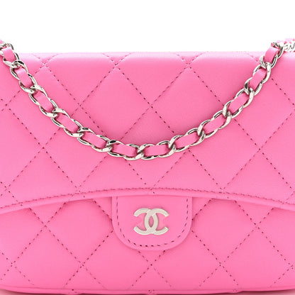 Chanel Lambskin Quilted Flap Phone Holder With Chain Neon Pink 10 of 12
