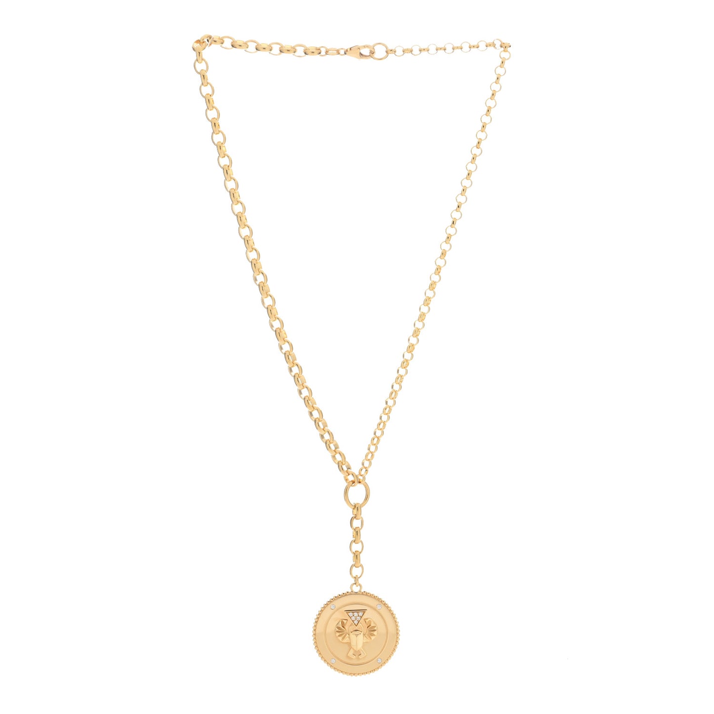18K Yellow Gold Diamond Protection Large Mixed Belcher Extension Chain Necklace