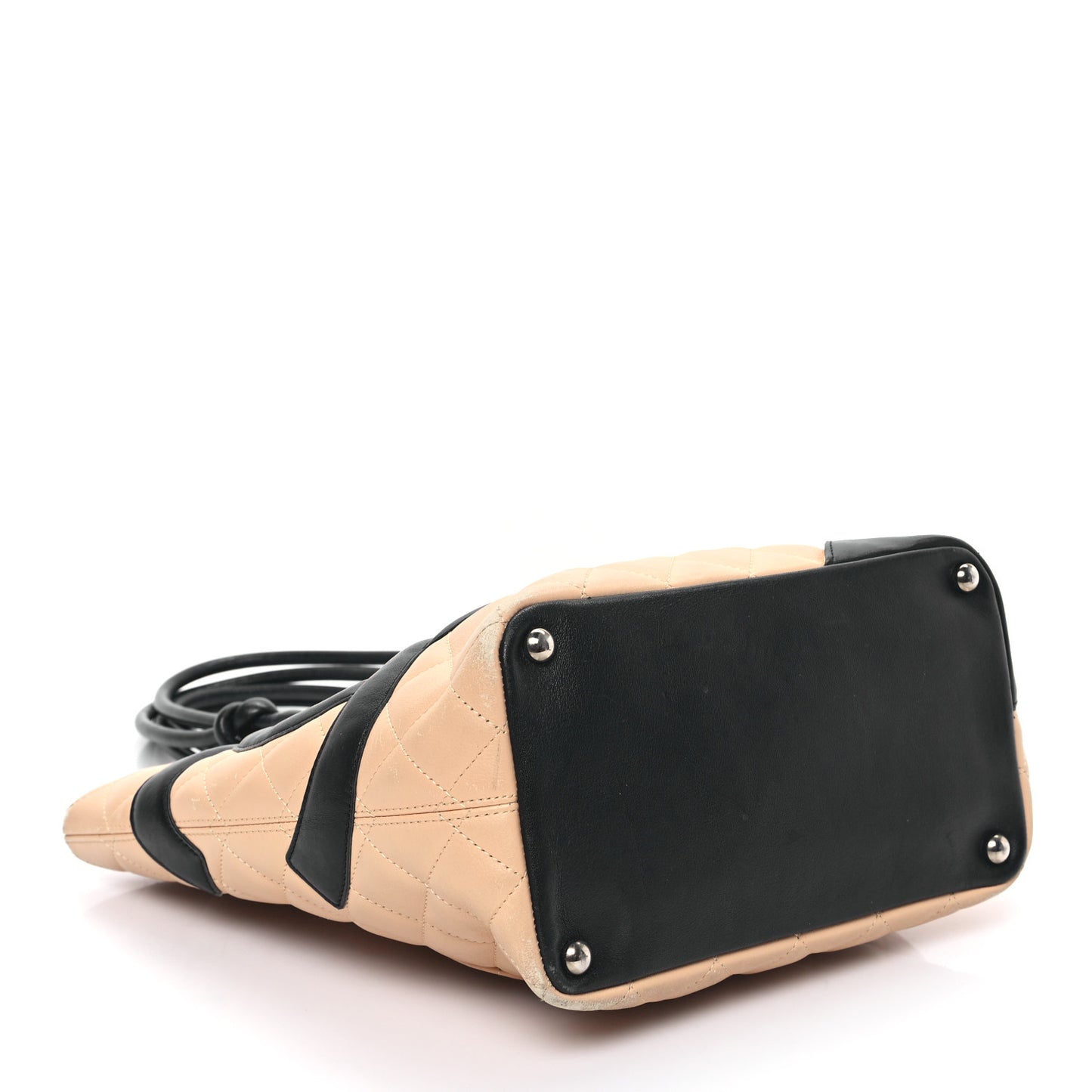 Calfskin Quilted Medium Cambon Tote Beige Black