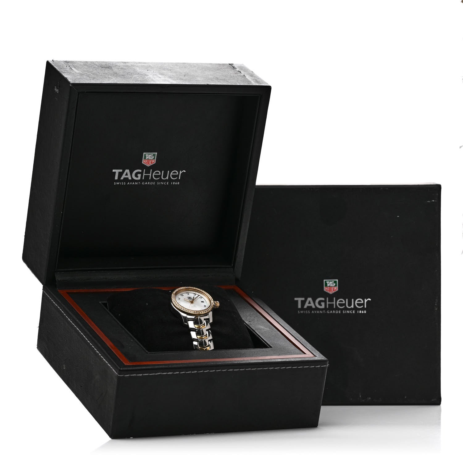 Tag Heuer Stainless Steel 18K Yellow Gold Diamond Mother of Pearl 27mm Link Quartz Watch WJF1354 5 of 5