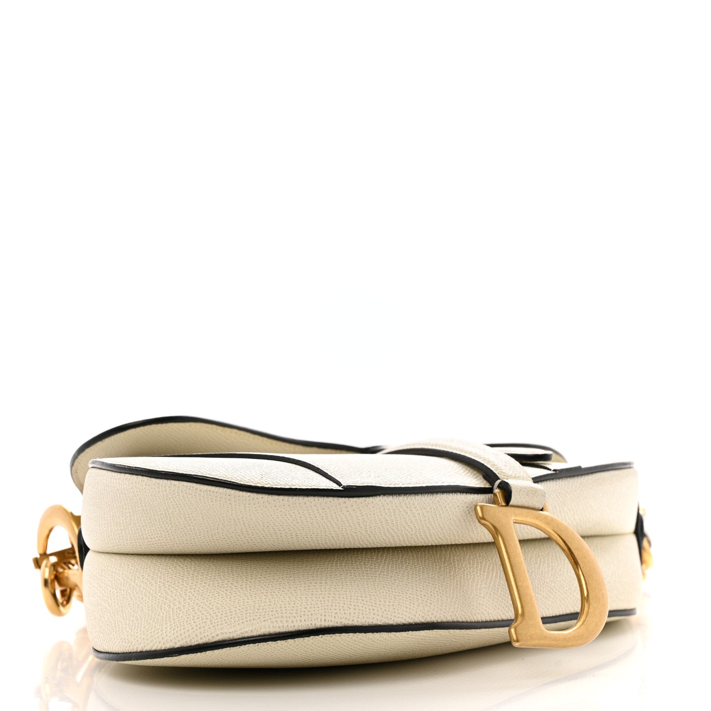 Grained Calfskin Saddle Bag With Strap Latte
