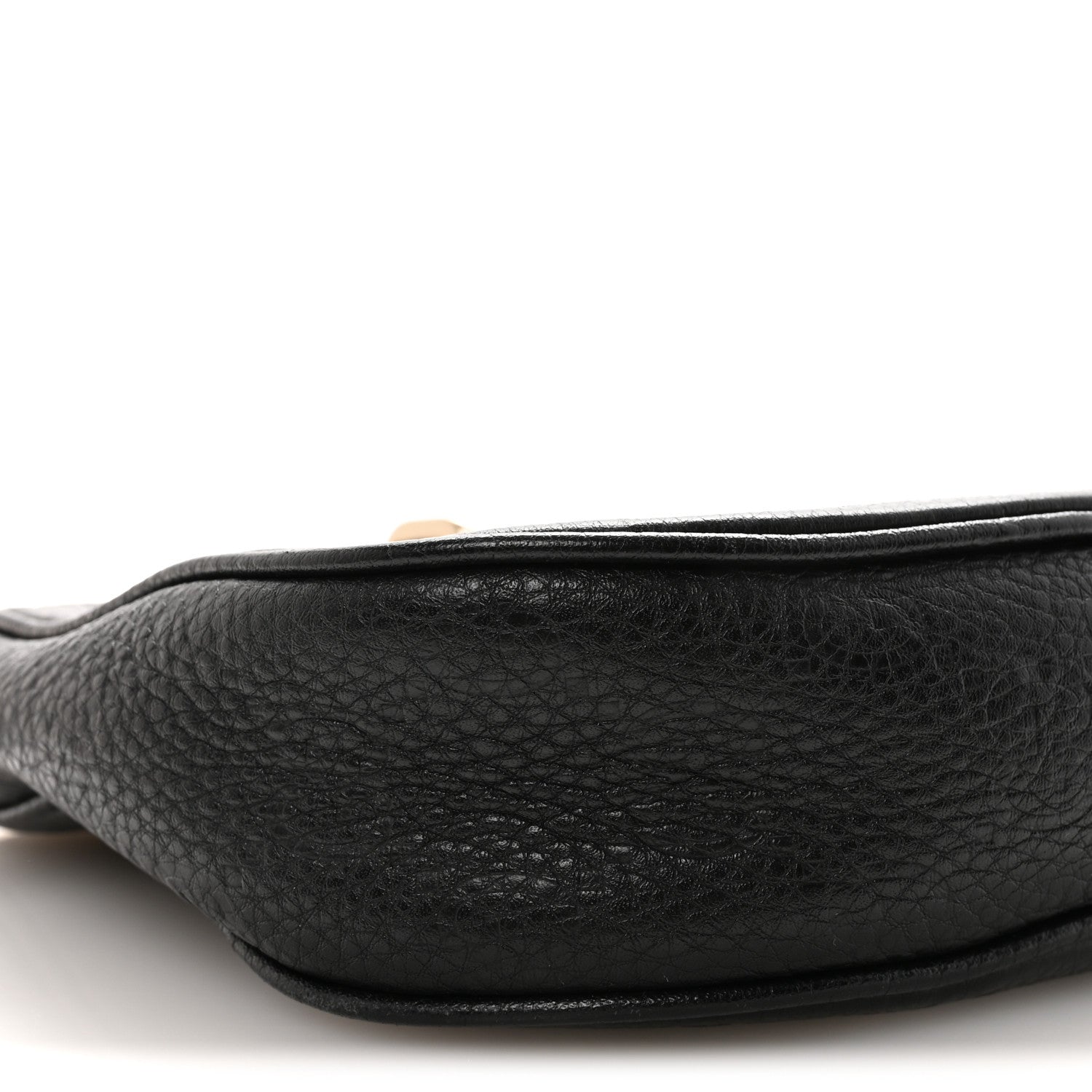 Gucci GG Grainy Calfskin Emblem Small Half Moon Shoulder Bag Black 8 of 10
