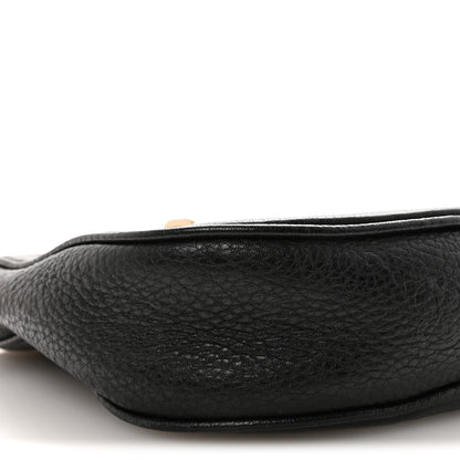 Gucci GG Grainy Calfskin Emblem Small Half Moon Shoulder Bag Black 8 of 10