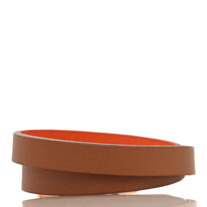 Hermes Swift Behapi Double Tour Reversible Bracelet T1 Orange Gold 3 of 4
