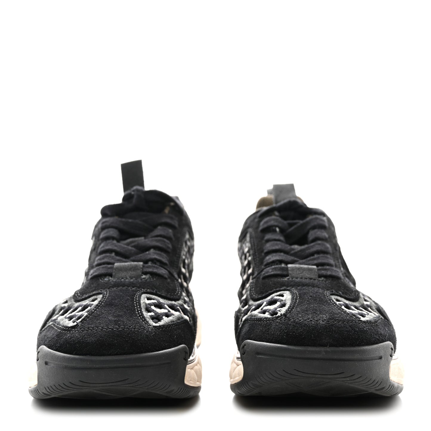 Suede Calfskin Embroidered CC Sneakers 36.5 Black