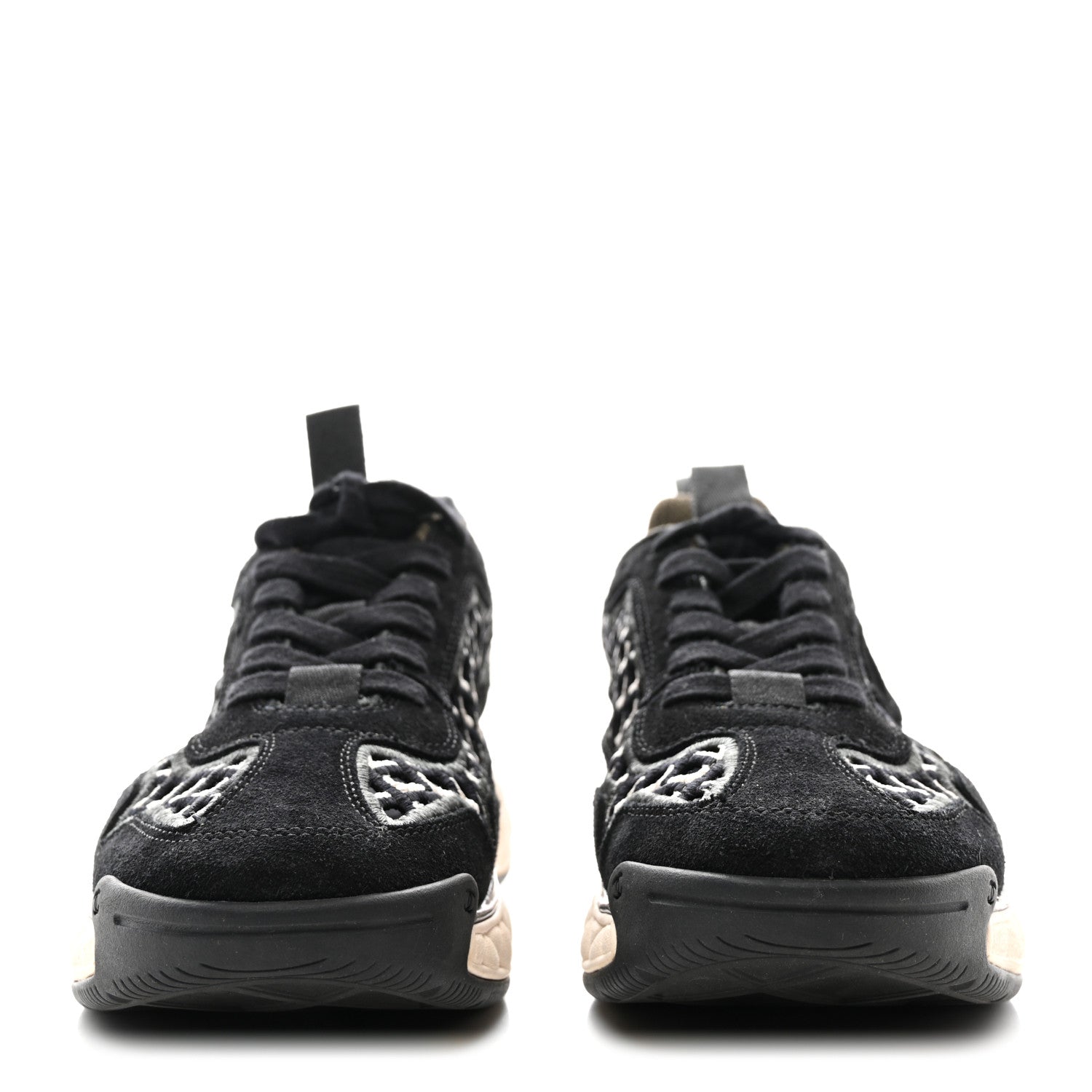 Chanel Suede Calfskin Embroidered CC Sneakers 36.5 Black 2 of 9