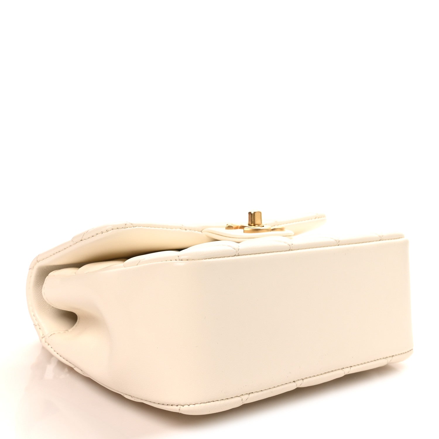 Chanel Shiny Lambskin Quilted Pearl Twist Mini Square Flap White 4 of 10