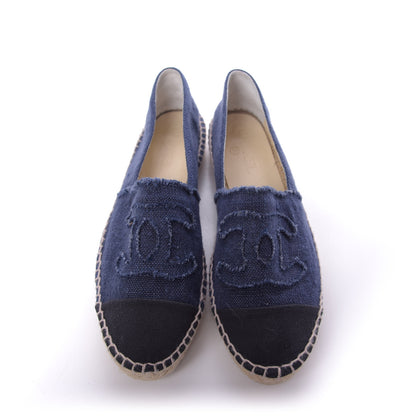 Chanel Denim Toile CC Espadrilles 40 Navy Black 5 of 10