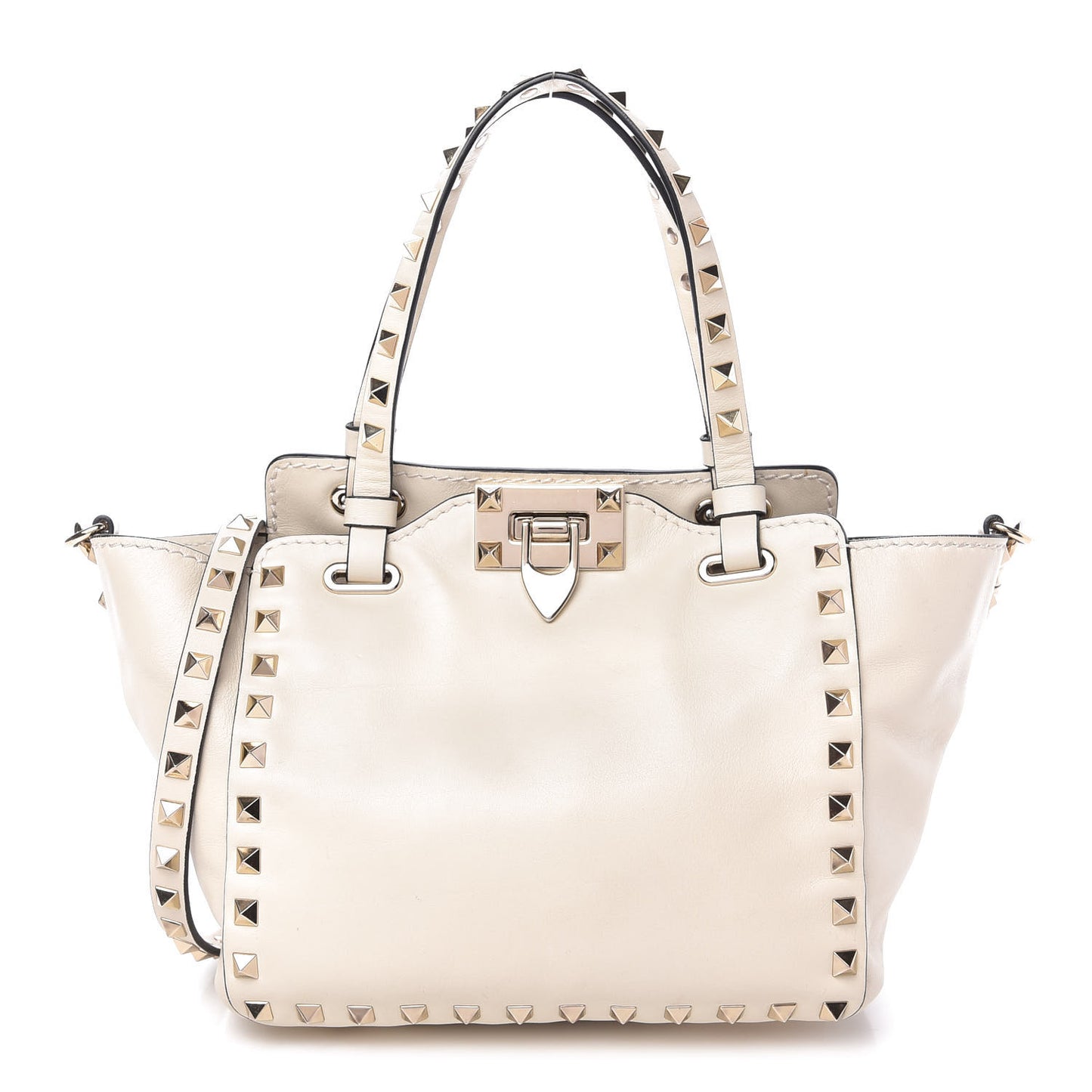 Vitello Mini Rockstud Tote Ivory