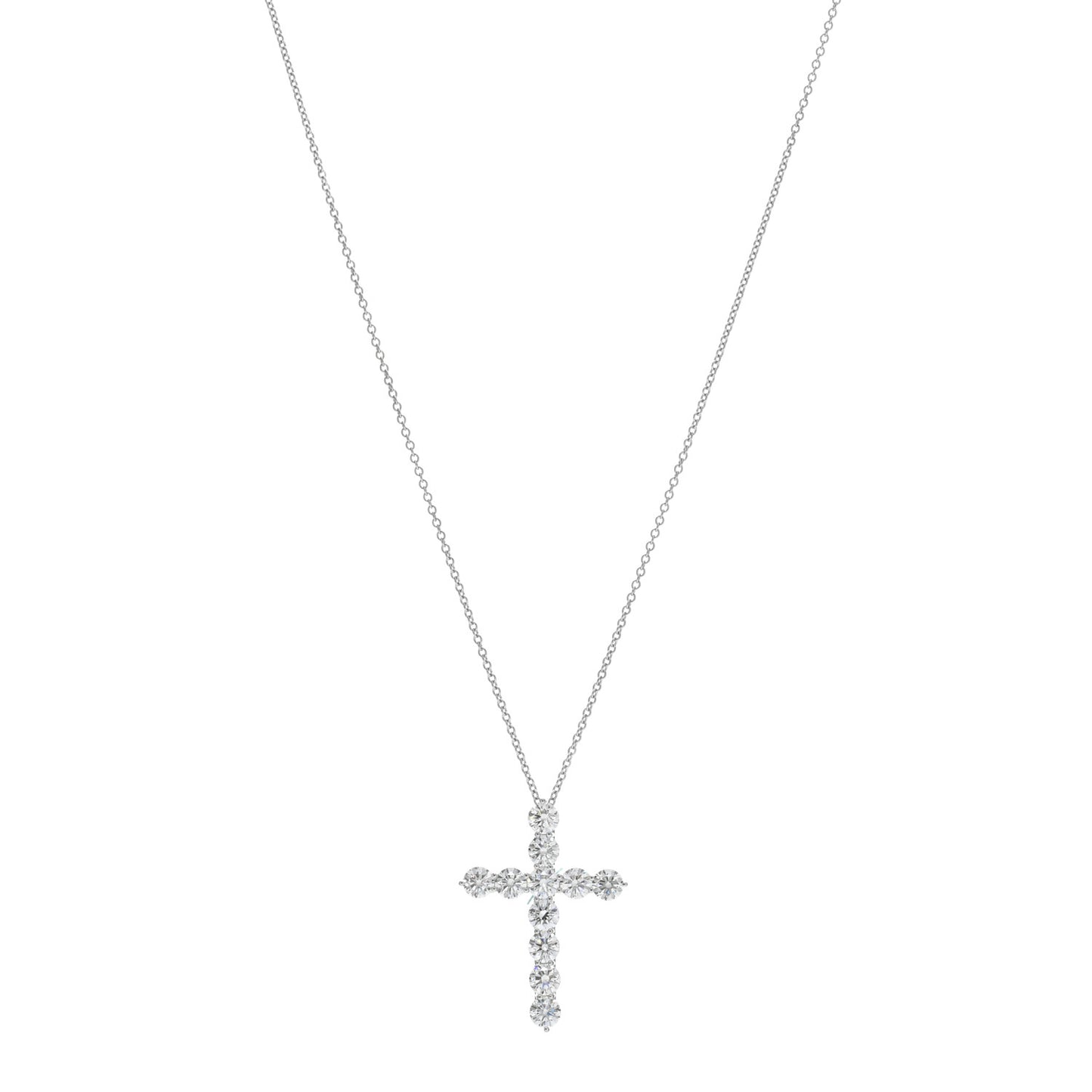 Platinum Diamond Large Cross Pendant Necklace