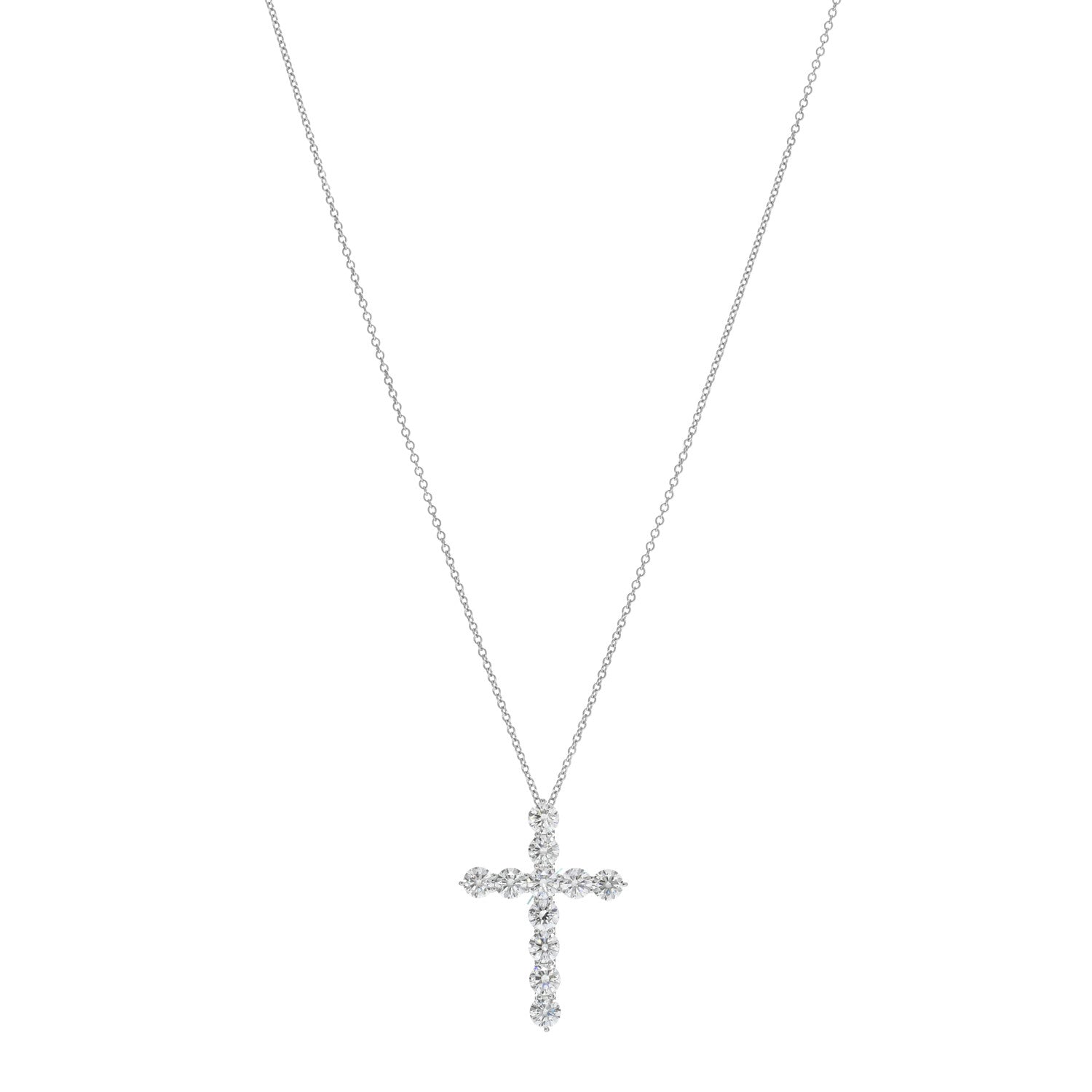 Tiffany Platinum Diamond Large Cross Pendant Necklace 1 of 4