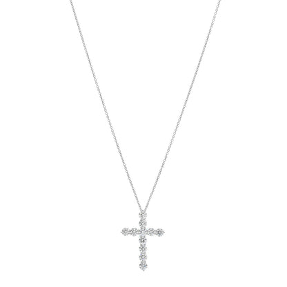Tiffany Platinum Diamond Large Cross Pendant Necklace 1 of 4