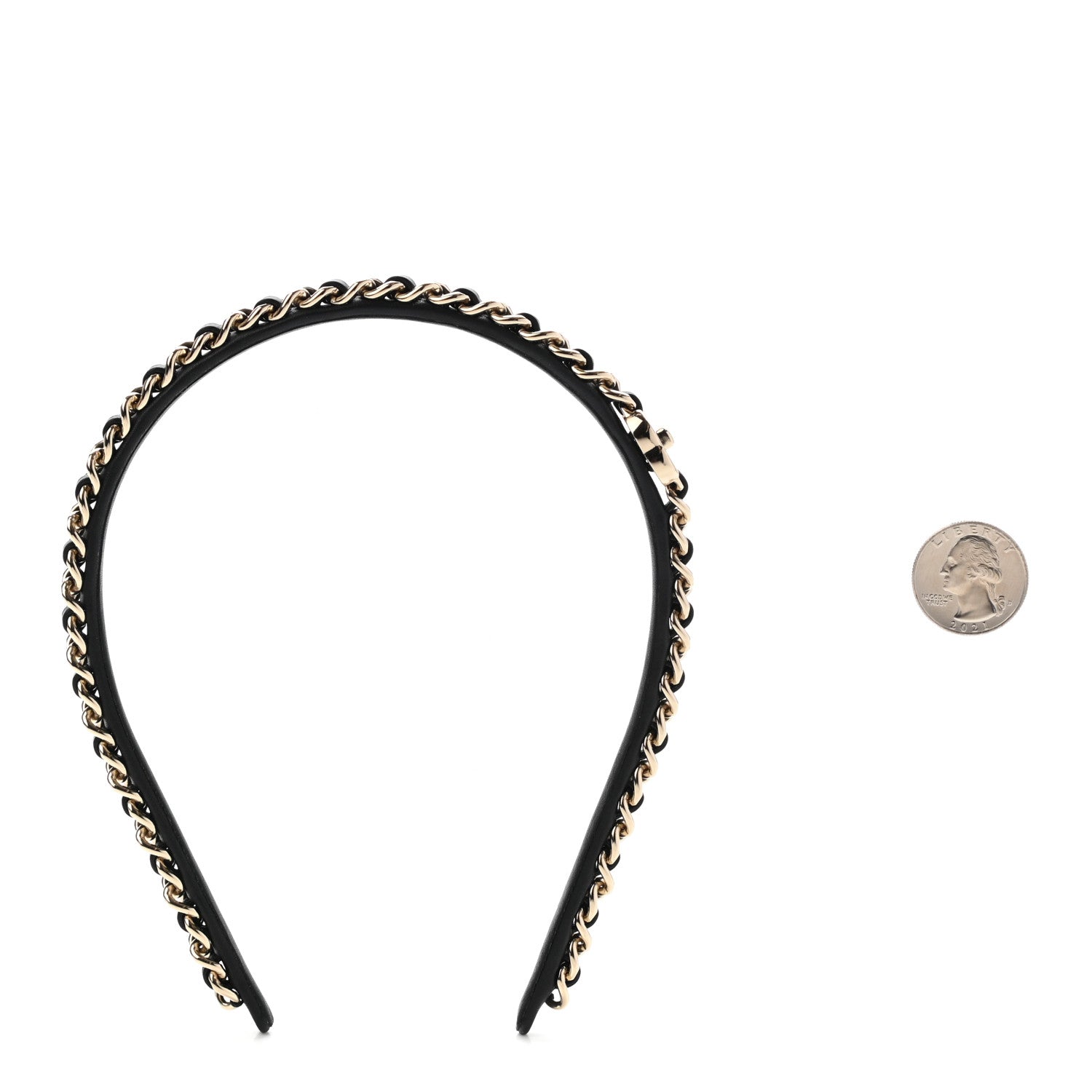 Chanel Metal Lambskin CC Turnlock Chain Headband Gold Black 2 of 5