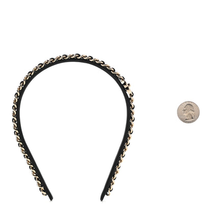Chanel Metal Lambskin CC Turnlock Chain Headband Gold Black 2 of 5