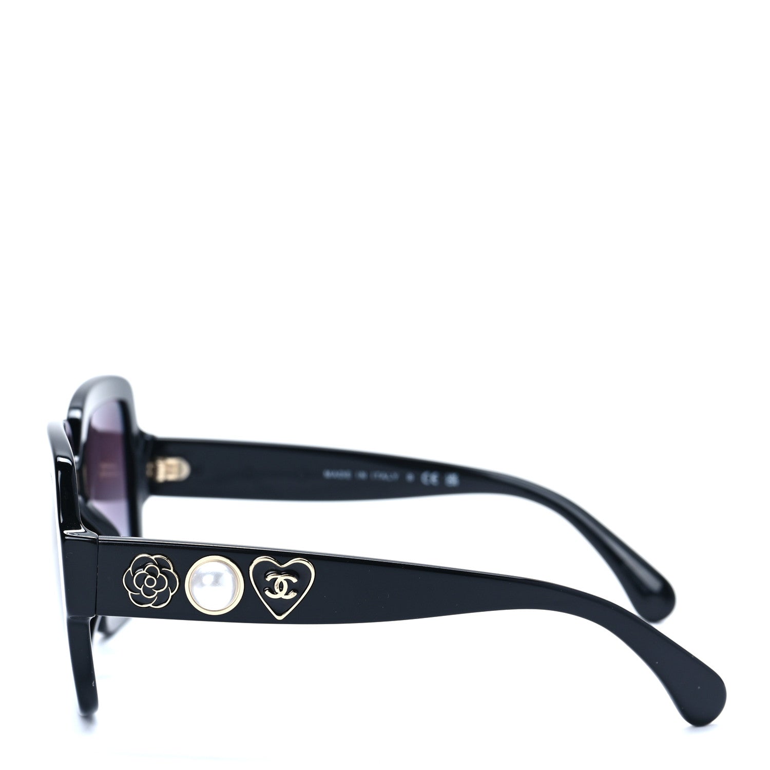 Chanel Acetate Charms Pearl Square Sunglasses 5479-A Black Gold 3 of 7