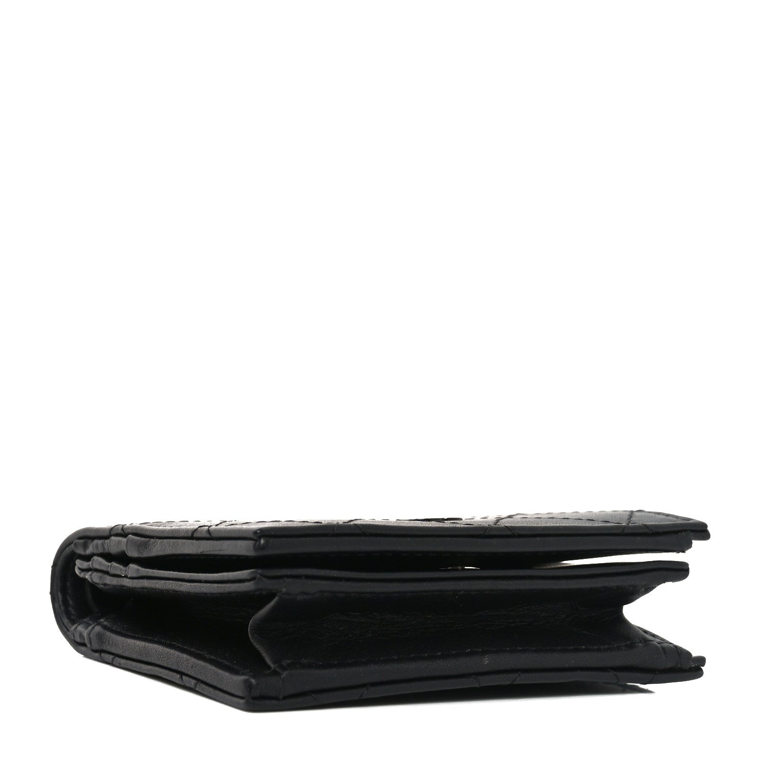 Chanel Calfskin Quilted Compact Bifold Wallet So Black 4 of 8