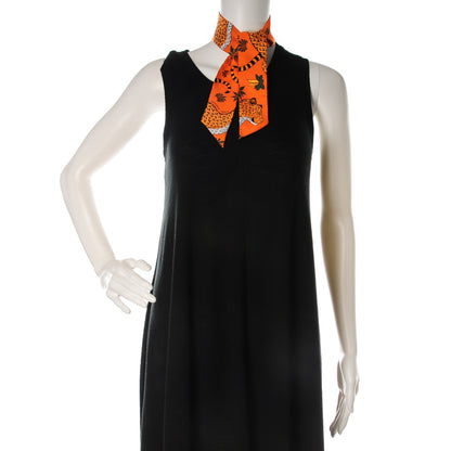 Hermes Silk Les Leopards Twilly Orange Abricot Vert 2 of 6