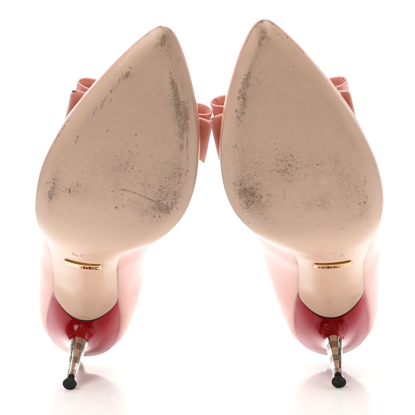 Patent GG Bow Sadie Spike Mid Heel Pumps 38.5 Perfect Pink