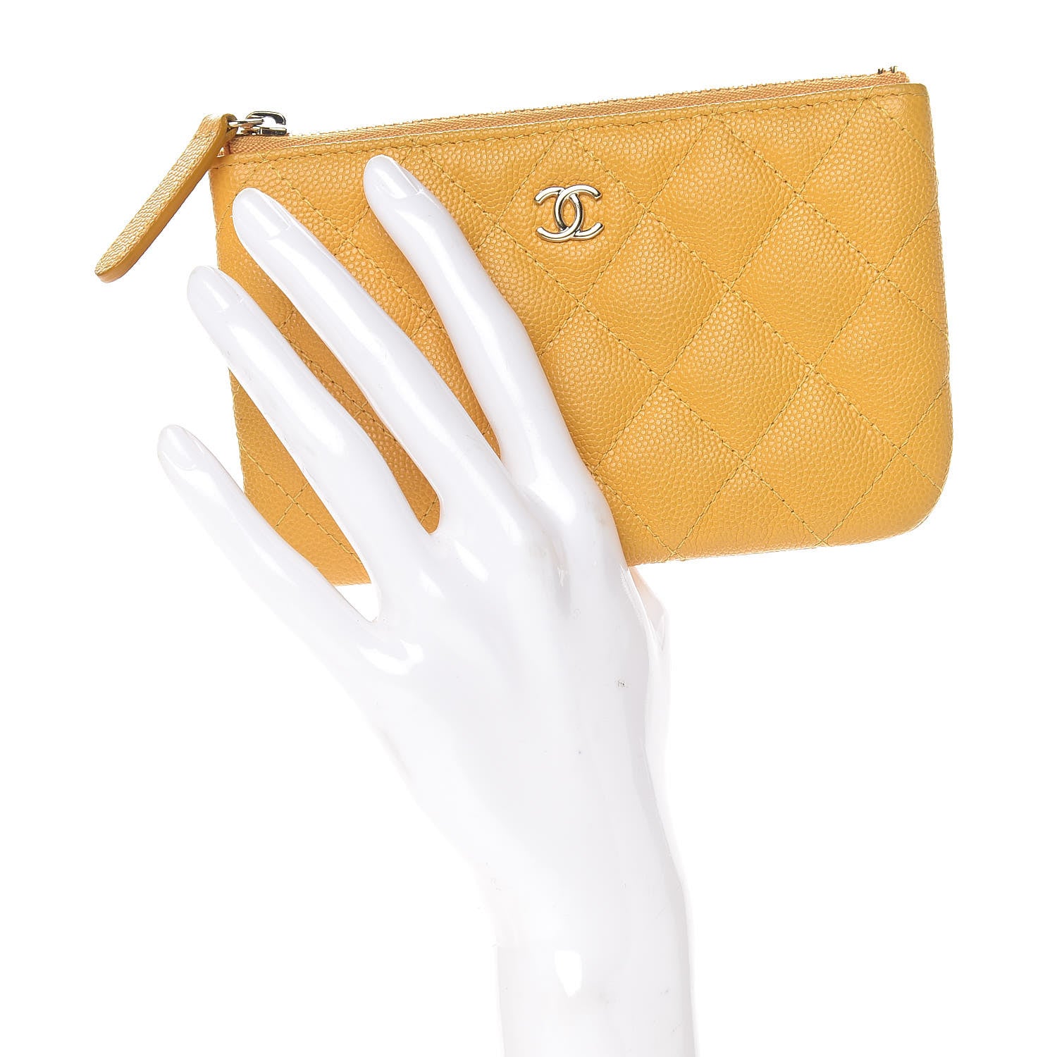 Chanel Caviar Quilted Small Cosmetic Case Yellow 2 of 11