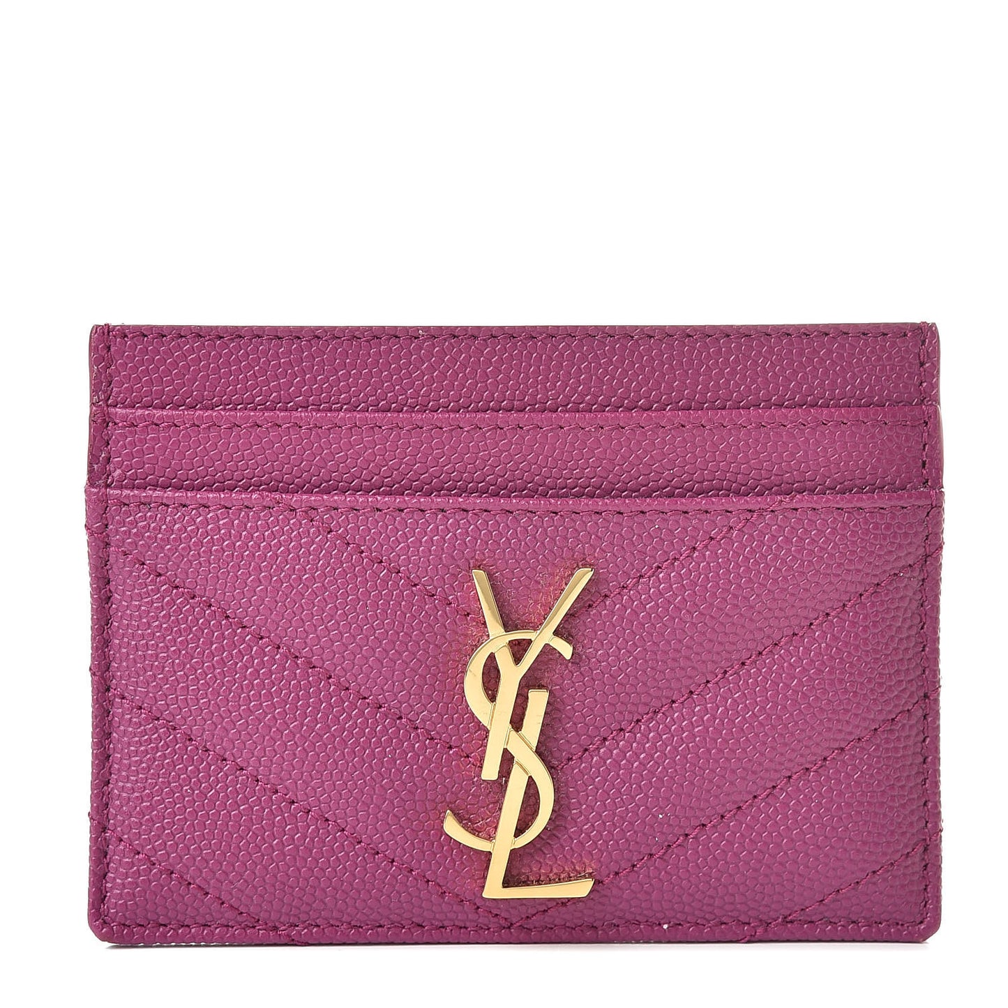 Grain De Poudre Matelasse Chevron Monogram Credit Card Case Dark Grape
