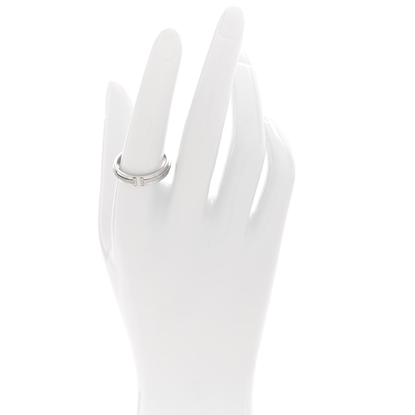 18K White Gold Diamond Narrow T Two Ring 57 8