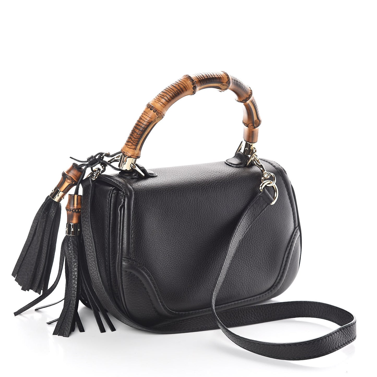 Calfskin Medium New Bamboo Top Handle Bag Black