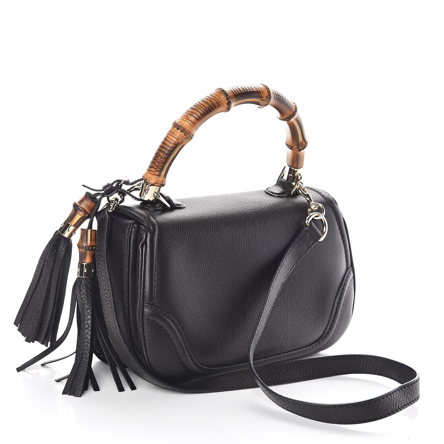 Gucci Calfskin Medium New Bamboo Top Handle Bag Black 3 of 9