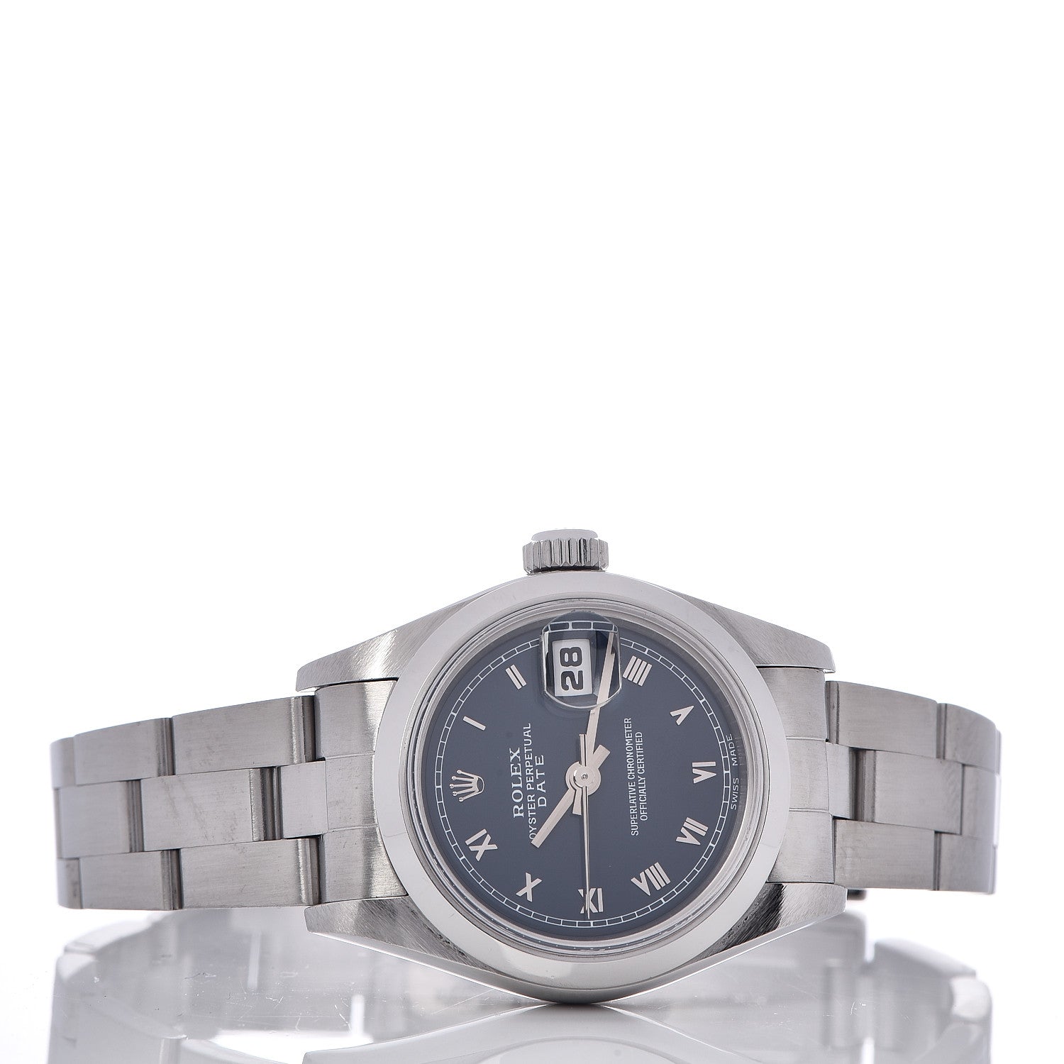 Rolex Stainless Steel 26mm Oyster Perpetual Date Watch Blue Roman 69160 3 of 6