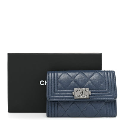 Chanel Caviar Quilted Boy Flap Card Holder Blue 11 of 11