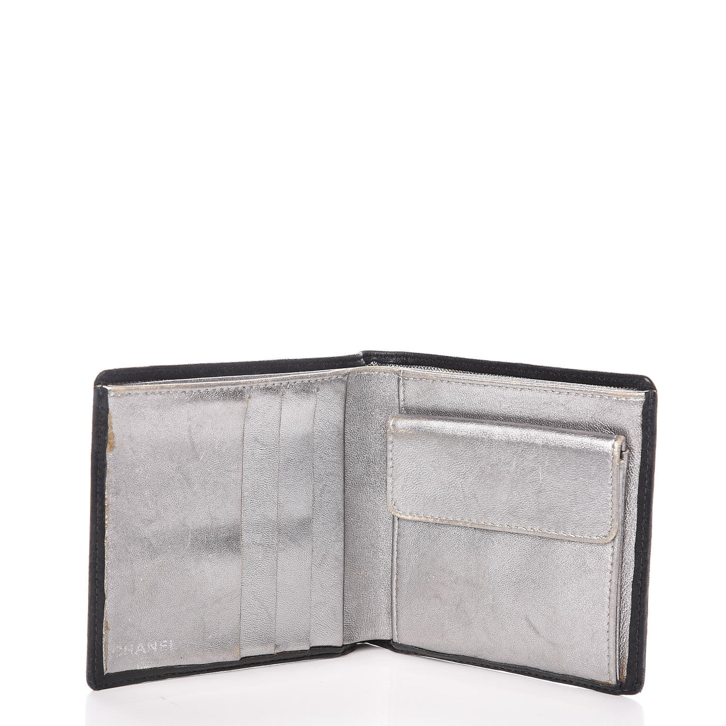 Lambskin Vertical Quilted Mademoiselle Bi-Fold Wallet Black