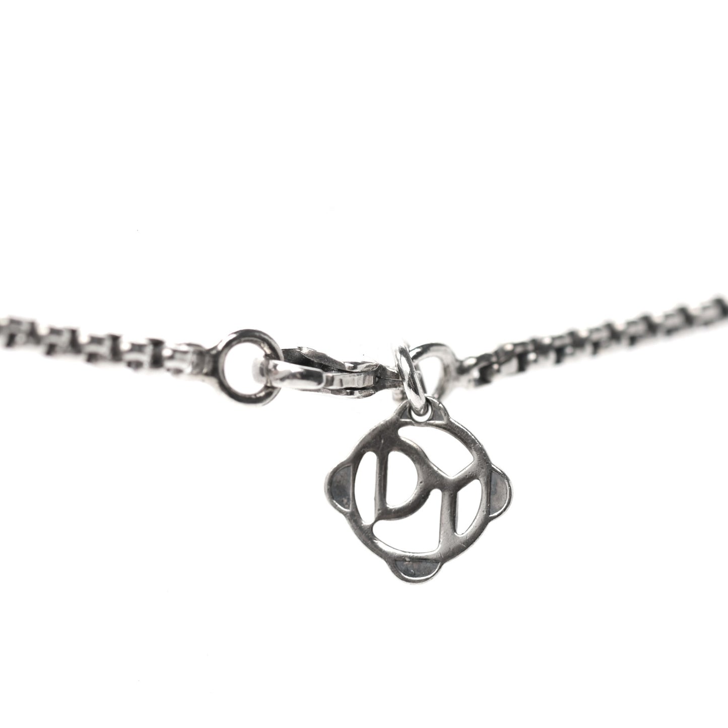 Sterling Silver 18K White Gold Diamond Pave Ball Box Chain Necklace