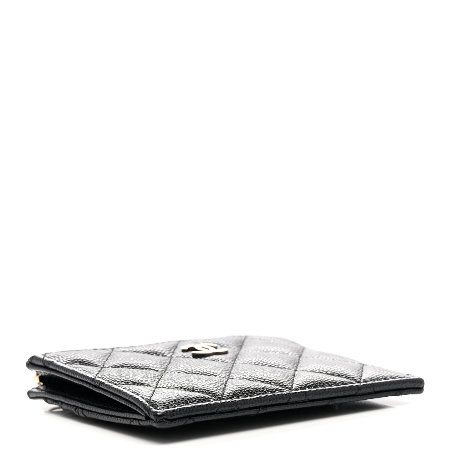 Caviar Quilted CC Zip Card Holder Black