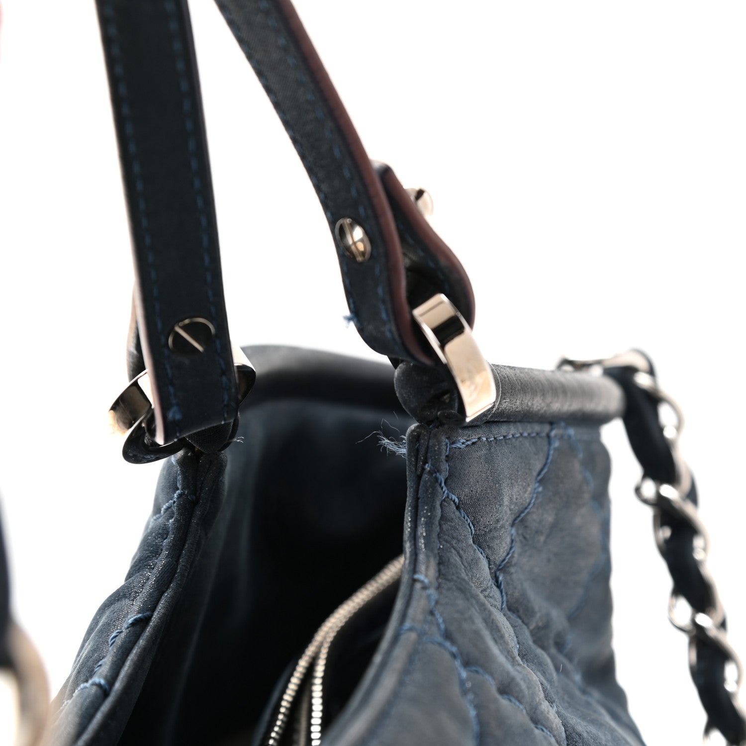Chanel Iridescent Calfskin Quilted Small Sea Hit Tote Navy 12 of 13