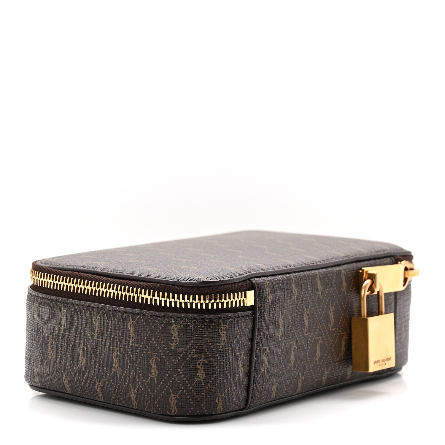Saint Laurent Canvas Le Monogramme Small Jewelry Case Chestnut 3 of 8