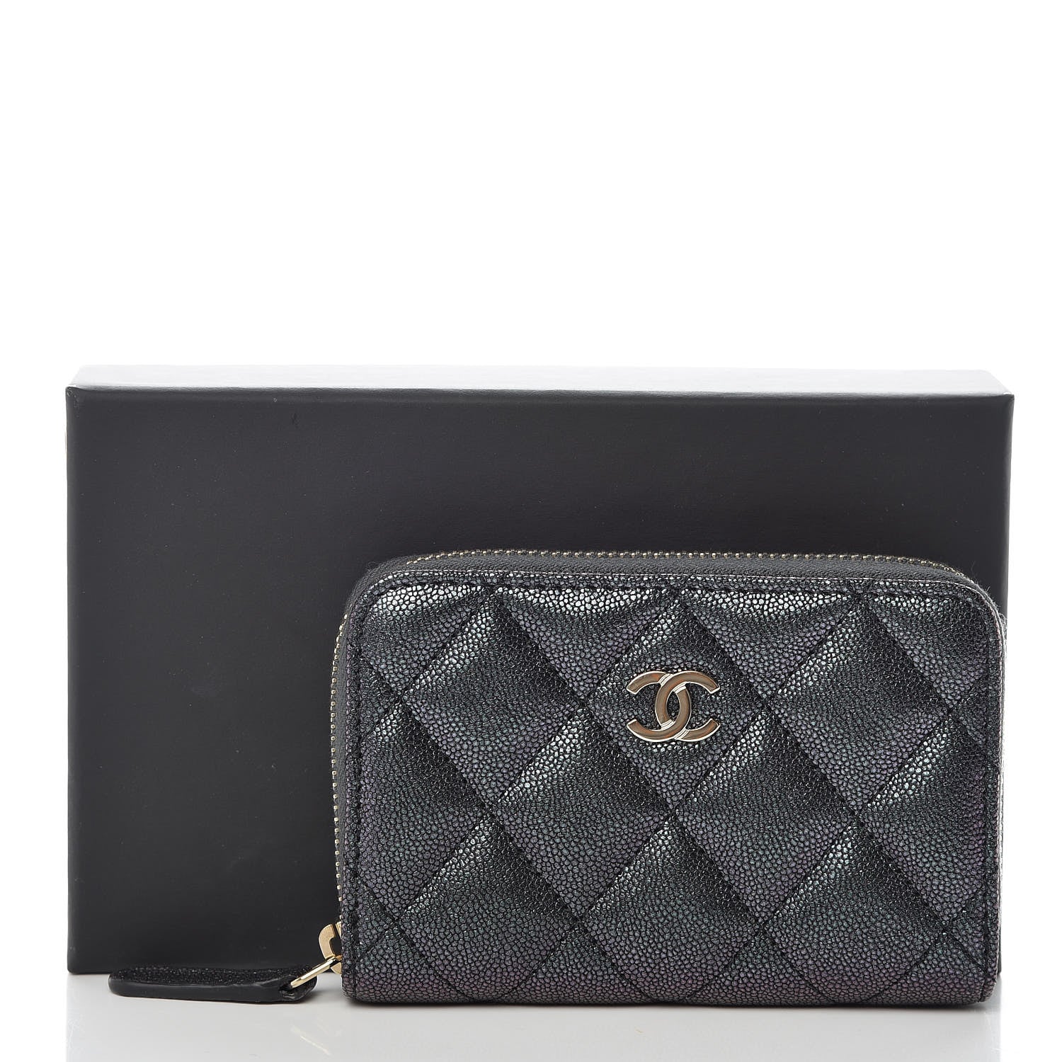 Chanel Iridescent Caviar Quilted Zip Coin Purse Black 8 of 8