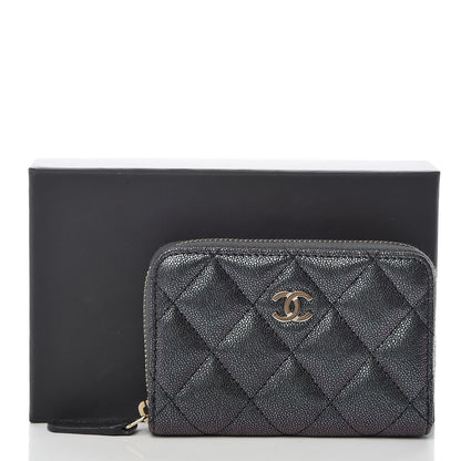 Chanel Iridescent Caviar Quilted Zip Coin Purse Black 8 of 8