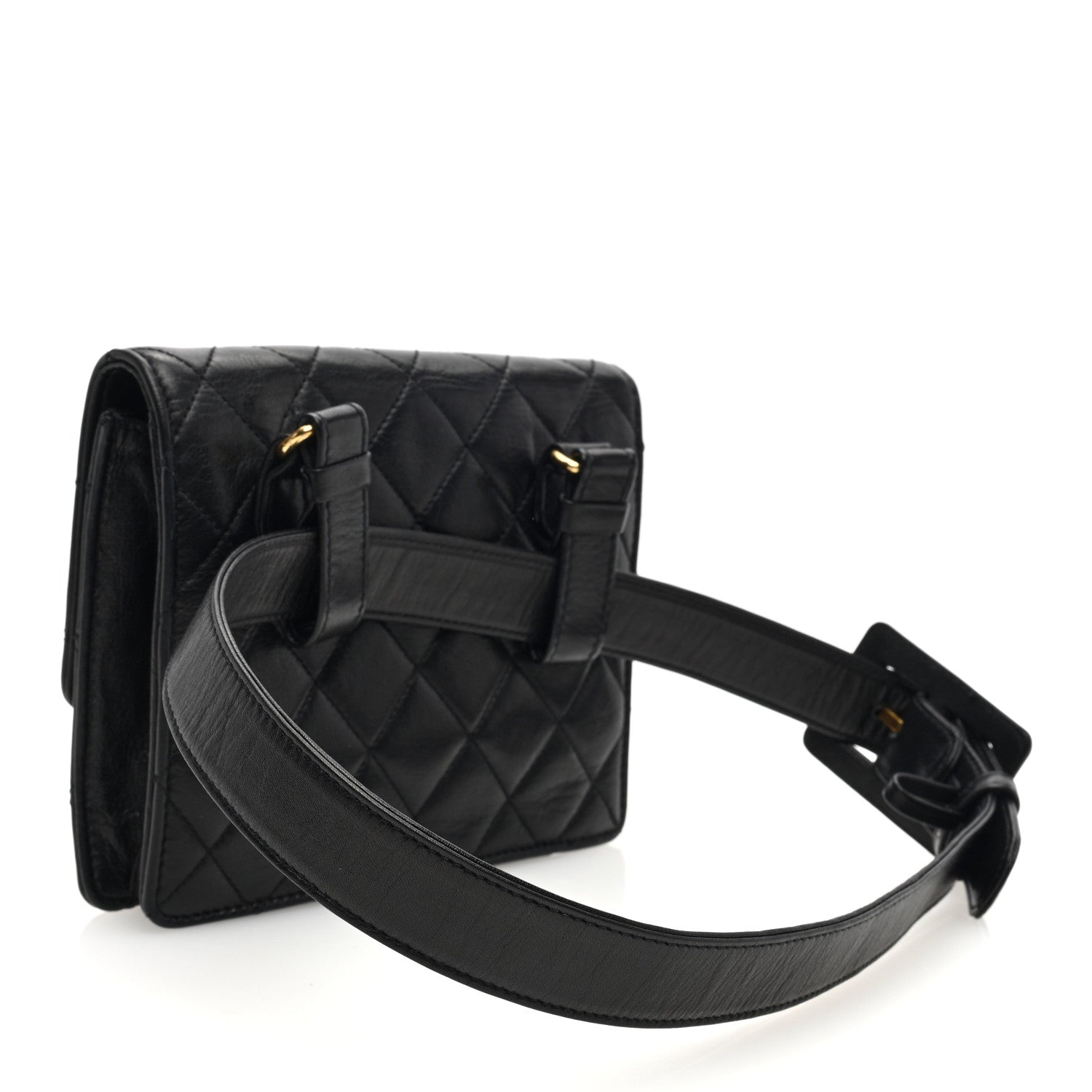 Chanel Lambskin Quilted Flap Waist Belt Bag 65 26 Black 3 of 10