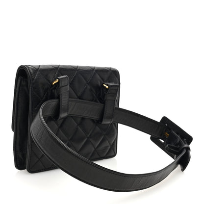 Chanel Lambskin Quilted Flap Waist Belt Bag 65 26 Black 3 of 10