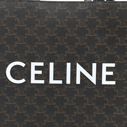 Celine Triomphe Canvas Calfskin Medium Vertical Cabas Black 6 of 11